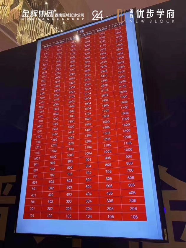 金輝集團(tuán)項(xiàng)目1#棟完美售罄銷控表